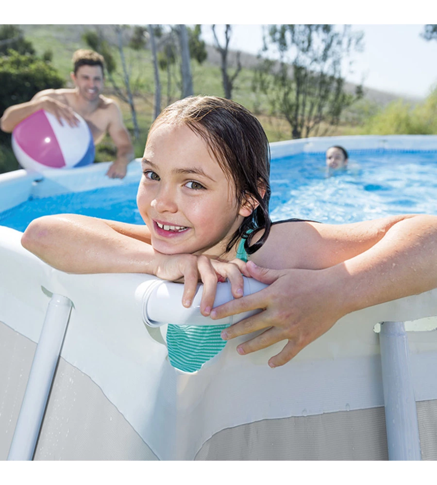 PISCINA FUORI TERRA CON STRUTTURA OVALE INTEX "PRISMA" CON POMPA FILT GRIGIO CHIARO 610X305X122 CM - COD. 26798NP